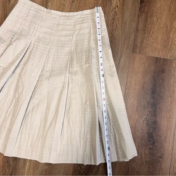 Jones New York Signature Pleated A-line Skirt Tan Size 10 100% Cotton - Picture 6 of 12